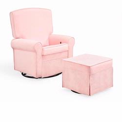 Shermag 2009 37204.G8.1015-KIT Pink Square Back Super Smooth Upholstered Glider/ Rocking Chair and Ottoman