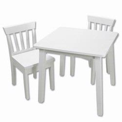 GiftMark 5525W Square Table and Chair Set, White