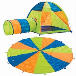 Pacific Play Tents 44120 Now and Then Childrens 10' Parachute with Tent and Tunnel Combo