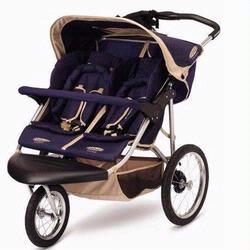 Schwinn 11-AR345 Safari 2 Swivel Wheel Double Jogging Stroller - Blue/Tan