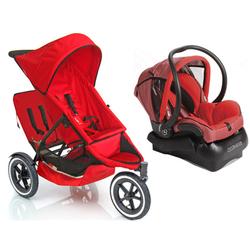 Phil & Teds C511-tsm Classic Double Stroller travel system with Maxi-Cosi- Red