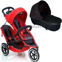 Phil & Teds SP511baskit Sport Stroller with Double Kit in Red with Peanut Bassinet