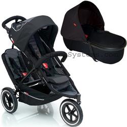 Phil & Teds SP55baskit Sport Stroller with Double Kit in Black Charcoal with peanut bassinet