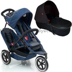 Phil & Teds SP53baskit Sport Stroller with Double Kit in Navy Charcoal with peanut bassinet