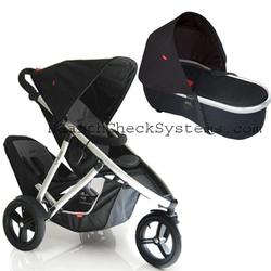 Phil & Teds V55baskit Vibe Stroller with Double Kit in Black with peanut bassinet