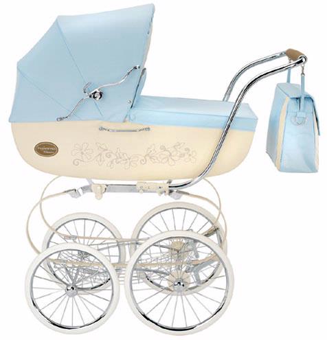 Azzurro Inglesina Classica Pram With Diaper Bag