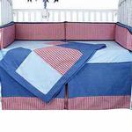 Hoohobbers Crib Bedding 4 pc Set, Blue Plaids