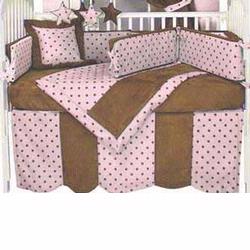 Hoohobbers Crib Bedding 4 pc Set, Dots Pink