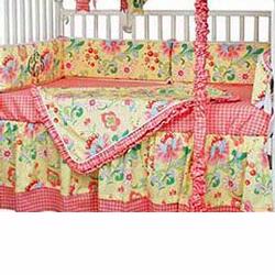 Hoohobbers Crib Bedding 4 pc Set, Flirty Flowers