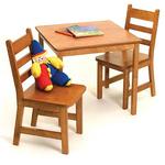 Lipper Square Table & 2 Chairs Set 514P - Pecan finish                 