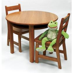 Child's Round Table w/shelf & 2 chairs 524p - Pecan        