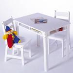 Child's Rectangular Table with Shelves & 2 Chairs 534W - White               