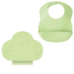 Kiddopotamus 10320 TinyDiner® Portable Placemat & Bibbity® Rinse & Roll Bib Combo Pack - Green