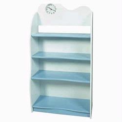 GiftMark 2072BW Four Tier Bookcase with Clock ( Blue and White)