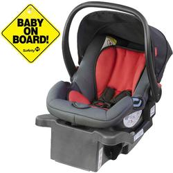 Phil & Teds - Alpha Infant Car Seat w/Baby on Board Sign - Flint/Red