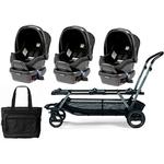 Peg Perego Triplette Piroet Stroller with Primo Viaggio 4/35 Infant Car Seats and Diaper Bag - Atmosphere