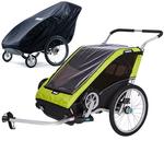 Thule Chariot Cheetah XT Multisport Trailer 2 - Chartreuse with Storage Cover
