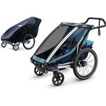 Thule Chariot Cross 1 Multisport Trailer - Thule Blue/Poseidon with Storage Cover