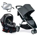 Britax B-Lively Travel System with B-Safe Ultra Infant Car Seat - Gris with Backseat Mirror 