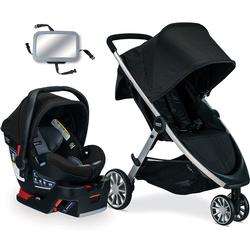Britax B-Lively Travel System with B-Safe Ultra Infant Car Seat - Noir with Backseat Mirror 