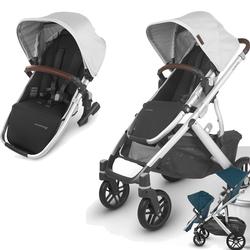 UPPAbaby Vista V2 Stroller - Bryce (White Marl/Silver/Chestnut Leather) + Upper Adapters + RumbleSeat V2- Bryce (White Marl/Silver/Chestnut Leather)