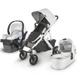 UPPAbaby Vista V2 Stroller - BRYCE (white marl/silver/chestnut leather) + MESA Infant Car Seat - BRYCE (white marl)