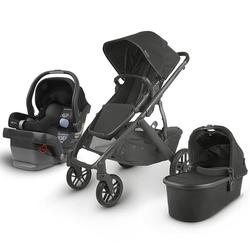UPPAbaby Vista V2 Stroller - JAKE (black/carbon/black leather) + MESA Infant Car Seat - JAKE (black)