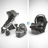 UPPAbaby Vista V2 Stroller - JORDAN (charcoal melange/silver/black leather) + MESA Infant Car Seat - JORDAN (charcoal melange) Merino Wool