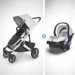 UPPAbaby CRUZ V2 Stroller - BRYCE (white marl/silver/chestnut leather) + MESA Infant Car Seat - BRYCE (white marl)