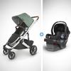 UPPAbaby CRUZ V2 Stroller - EMMETT (green melange/silver/saddle leather) + MESA Infant Car Seat - JAKE (black)