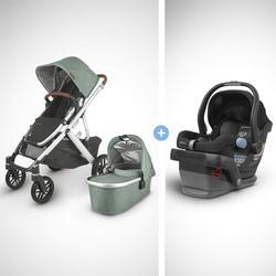UPPAbaby Vista V2 Stroller - Declan (Oat Melange/Silver/Chestnut Leather) + Mesa Infant Car Seat - Jake (Black)