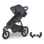 UPPAbaby Ridge Jogging Stroller - Reggie (Slate Blue/Carbon) with Adapters for Maxi-COSI, Nuna, Cybex, BeSafe, and Joie