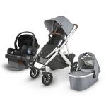 UPPAbaby Vista V2 Stroller - Gregory (Blue Melange/Silver/Saddle Leather)+ MESA Infant Car Seat - Jake (Black) 