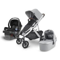 UPPAbaby Vista V2 Stroller - Stella (Grey Brushed mélange/Silver/Chestnut Leather) + MESA Infant Car Seat - Jake (Black) 