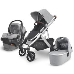 UPPAbaby VISTA V2 Stroller -STELLA (grey brushed mélange/silver/chestnut leather) + MESA V2 Infant Car Seat - STELLA (grey)