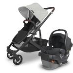 UPPAbaby CRUZ V2 Stroller - ANTHONY (white and grey chenille/carbon/chestnut leather) + MESA V2 Infant Car Seat - JAKE (charcoal)