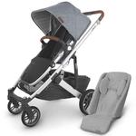 UPPAbaby CRUZ V2 Stroller - GREGORY (Blue melange/Silver/Saddle Leather) + Infant Snug Seat