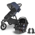 UPPAbaby Ridge Jogging Stroller - REGGIE (slate blue/carbon) + Adapters for RIDGE+ MESA Infant Car Seat - JAKE (black)