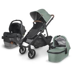 UPPAbaby VISTA V2 Stroller - GWEN (green melange/carbon/saddle leather) + MESA V2 Infant Car Seat - JAKE (charcoal)