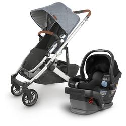 UPPAbaby CRUZ V2 Stroller - GREGORY (Blue melange/silver/saddle leather) + MESA V1 Infant Car Seat - JAKE (charcoal)