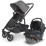 UPPAbaby Cruz V2 Stroller - Greyson (Charcoal Melange/Carbon/Saddle Leather) + MESA V2 Infant Car Seat - Jake (Charcoal)