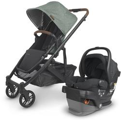 UPPAbaby Cruz V2 Stroller - Gwen (Green Melange/Carbon/Saddle Leather) + MESA V2 Infant Car Seat - Jake (Charcoal)
