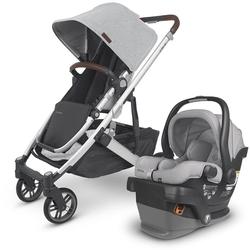 UPPAbaby Cruz V2 Stroller - Stella (Grey Brushed mélange/Silver/Chestnut Leather) + MESA V2 Infant Car Seat - Stella (Grey Melange)