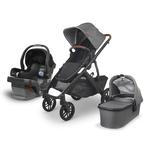 UPPAbaby VISTA V2 Stroller - GREYSON (charcoal melange/carbon/saddle leather) + MESA Infant Car Seat -  JAKE (black)