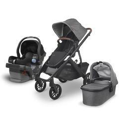 UPPAbaby VISTA V2 Stroller - GREYSON (charcoal melange/carbon/saddle leather) + MESA Infant Car Seat -  JAKE (black)