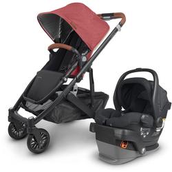 UPPAbaby Cruz V2 Stroller - Lucy (Rosewood mélange/Carbon/Saddle Leather) + MESA V2 Infant Car Seat - Jake (Charcoal)