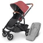 UPPAbaby Cruz V2 Stroller - Lucy (Rosewood mélange/Carbon/Saddle Leather) + Infant Snug Seat